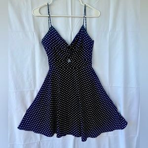 Navy Blue Poka Dot A Line Dress size Small